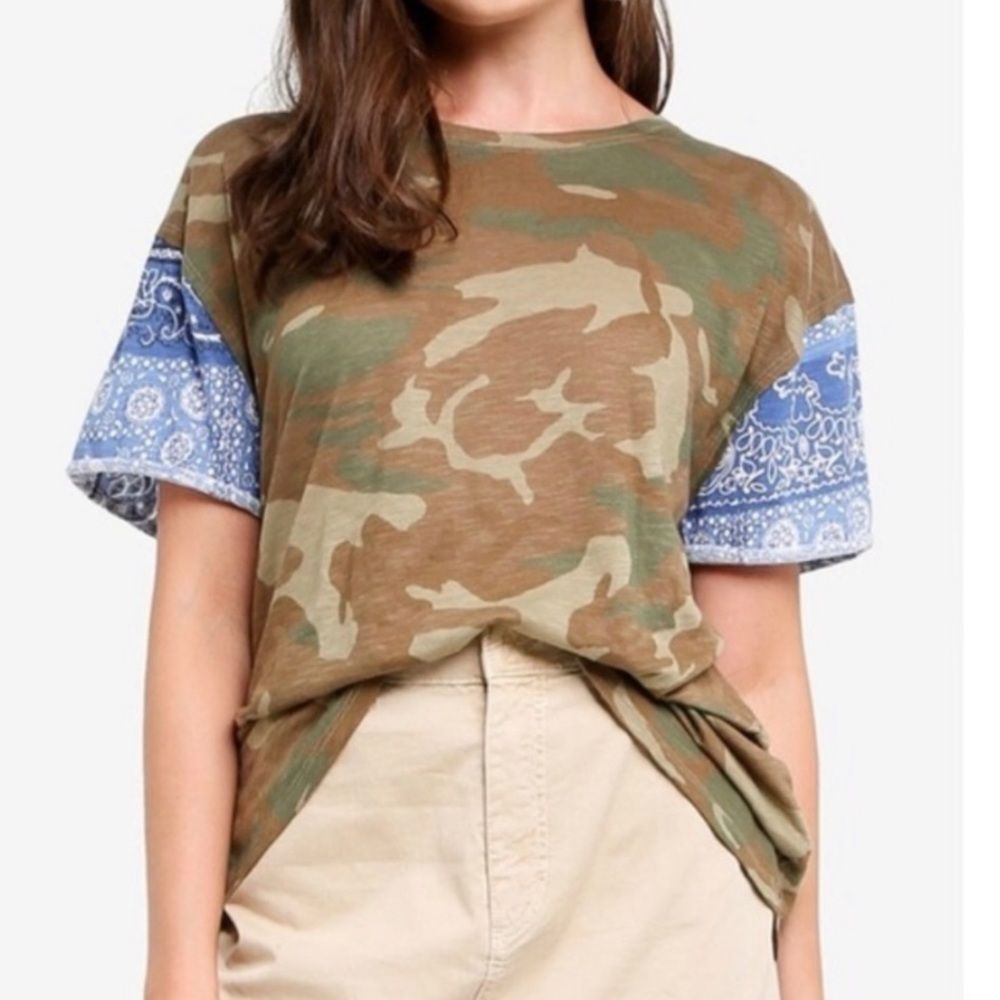 Free People Clarity Camo T-shirt Sz S